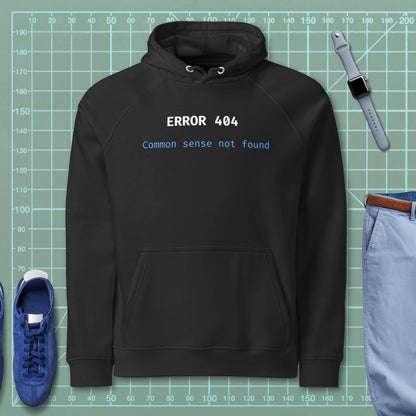 Erreur 404 Bon sens | Sweat à capuche raglan Eco pour programmeur