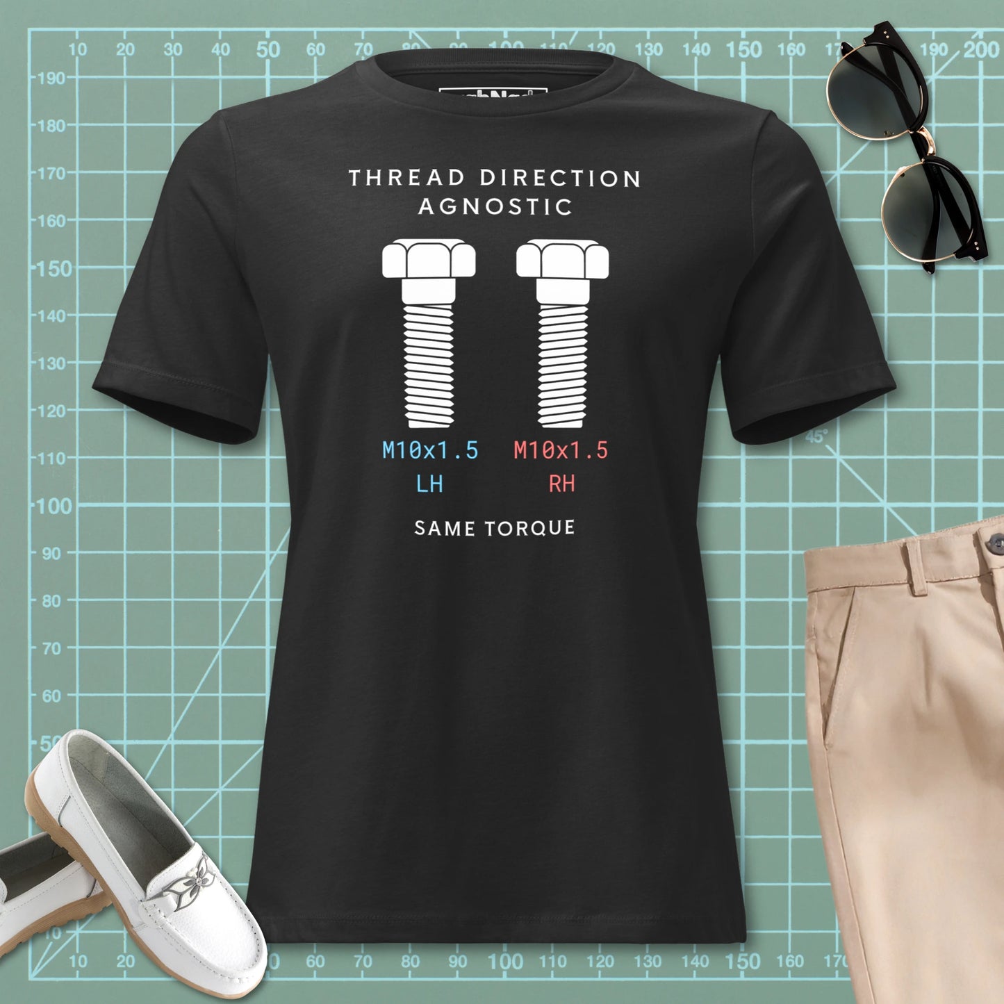 Women's Thread Direction Agnostic Tee | LH vs RH Torque | Relaxed Fit Premium Cotton