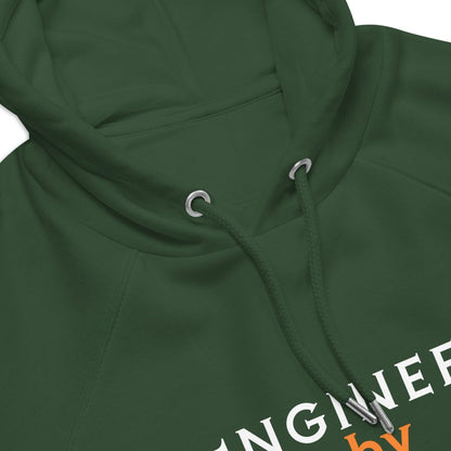 Hood close up of green hoodie for enginners and women in STEM.