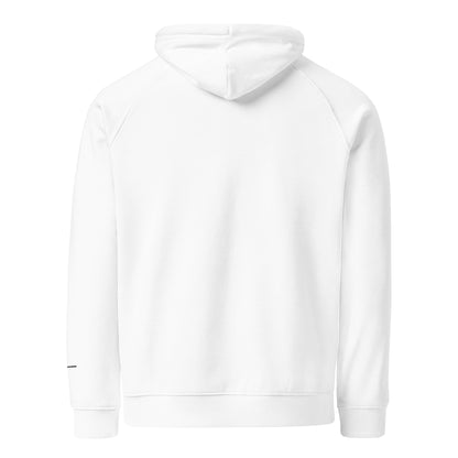 Back view of plain white hoodie.