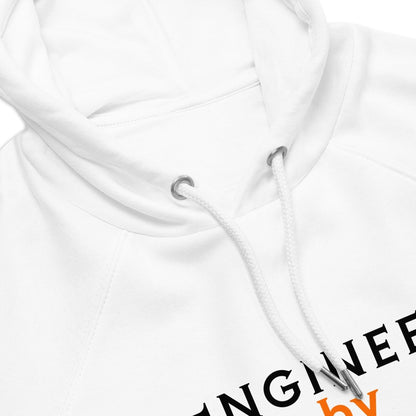 Hood close up of white hoodie for enginners and women in STEM.