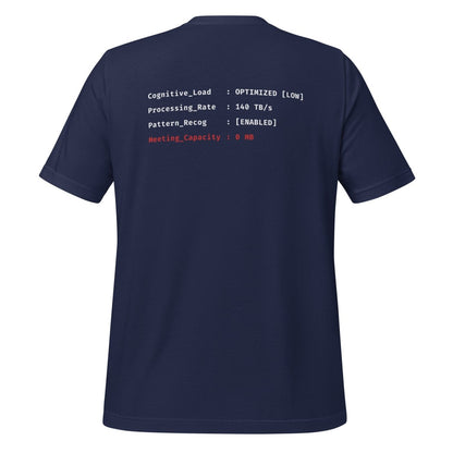 Navy t-shirt front "> System_Ready" back diagnostic screen with "Meeting_Capacity: 0 MB".