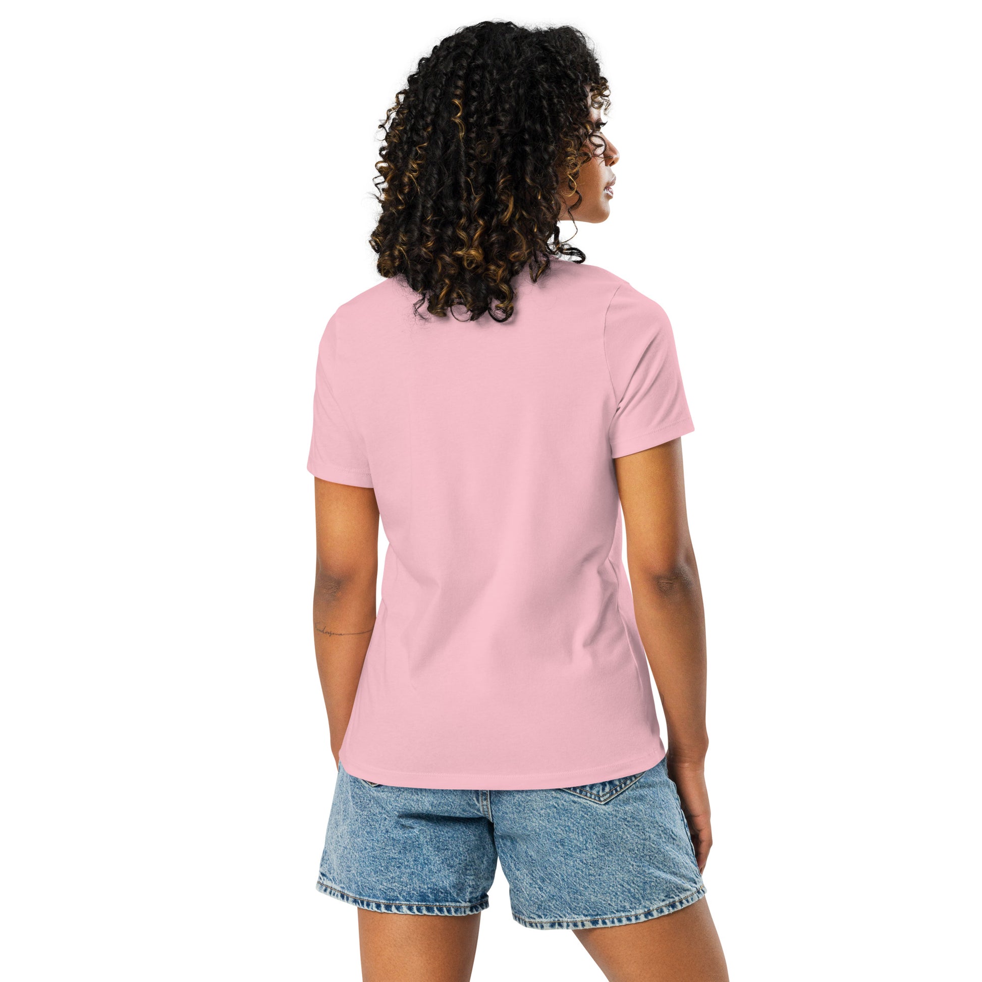 Women's cut, back side view of plain pink t-shirt for mechanical engineer girls.